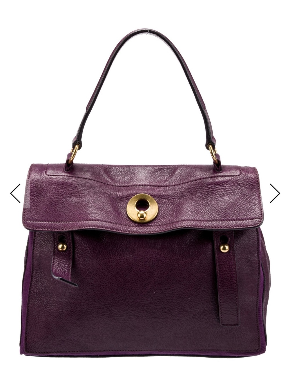Yves Saint Laurent Deep Purple Leather Satchel with Gold Hardware